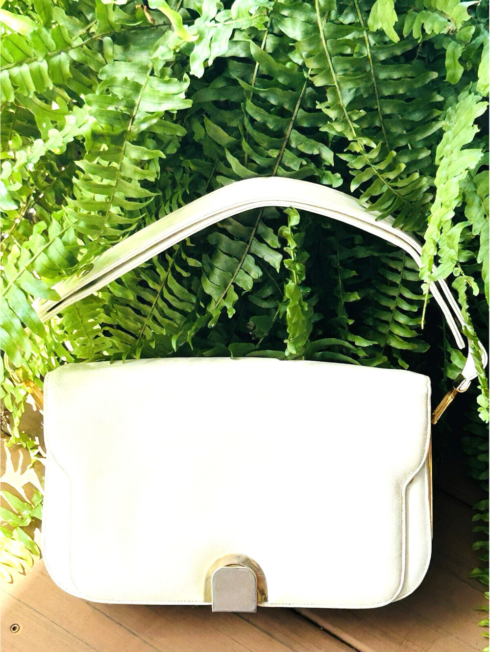 Vintage 50s 60s Morle Ivory Gold Handbag Purse Y2K Boho